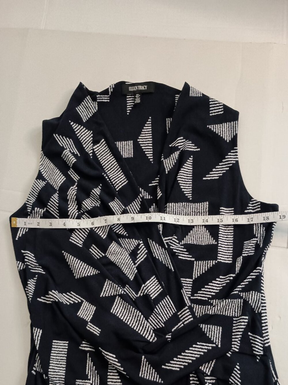Ellen Tracy Navy White Sleeveless Spliced V-Neck Dress NWT Large - Picture 13 of 16